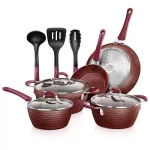 NutriChef NCCW12BRW 12-Piece Nonstick Kitchen Cookware Set - Image 4