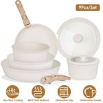 9Pcs Nonstick Cookware Set Kitchen Pots And Pans Set With Detachable Handles - Image 4