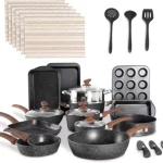 30-Piece Nonstick Induction Cooking Kitchen Cookware Sets Granite Pots and Pans