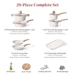 Pots and Pans Set - Kitchen Nonstick Cookware Sets Granite Grill Grillde Beige - Image 2