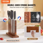 VEVOR 12" Magnetic Knife Block Storage Knife Holder Stand Acacia Wood Kitchen - Image 2