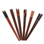 NEW 6 Pairs Handmade Japanese Natural Chestnut Wood Chopsticks Set Value Gift - Image 2