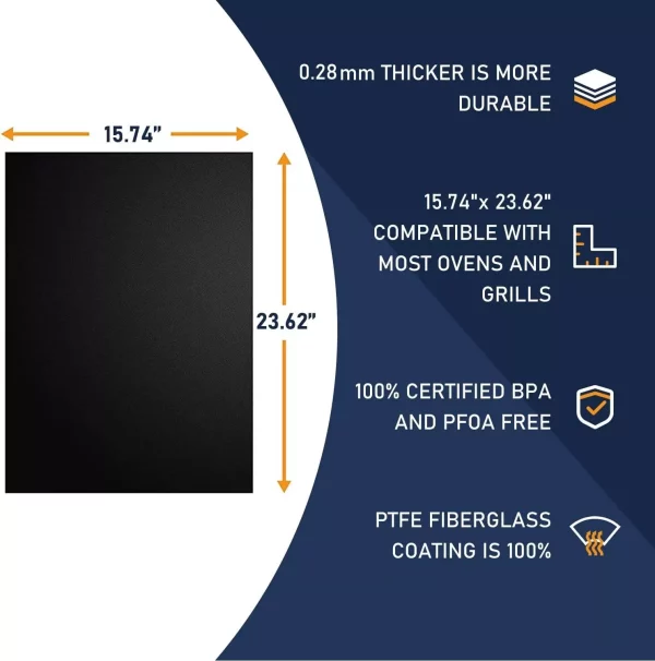 Oven Liners for Bottom of Oven 5 Pack Large Thick Heavy Duty Reusable Non-Stick - Image 3