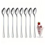8pcs Stainless Steel Long Handle Ice Tea Spoon Kitchen Cocktail Stirring Spoons - Image 2