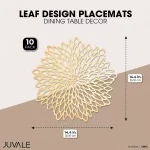 10-Pack Gold Vinyl Placemats - Round Leaf Design Table Chargers (14.4 In) - Image 2