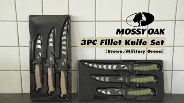 Mossy Oak 3PC Fishing Knife Sets Stainless Steel Filet Knife w/Protective Sheath - Image 2