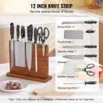 VEVOR 12" Magnetic Knife Block Storage Knife Holder Stand Acacia Wood Kitchen - Image 3