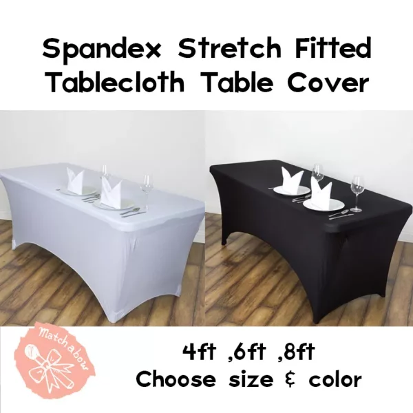 Spandex 4ft ,6ft ,8ft Stretch Fitted Tablecloth Table Cover Wedding Event - Image 3