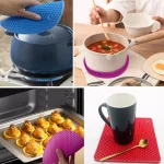 4 Pack Round & Square Silicone Trivet Mats Heat Resistant Non-Slip Hot Pot Pads - Image 4