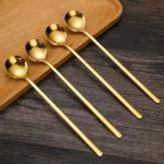 4x6.9" Stainless Steel Mixing Spoons Long Handle Iced Teaspoons Ice Cream Spoon