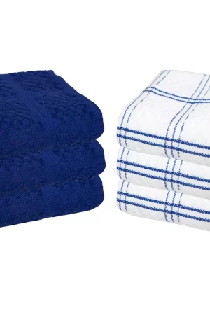 6 Pack of Kitchen Tea Towels - Striped Popcorn Pattern - 15 x 25 in 100% Cotton
