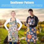 2Pcs Floral Kitchen Apron with Pocket for Women Men Chef Cooking BBQ Adjustable - Image 4