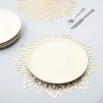 10-Pack Gold Vinyl Placemats - Round Leaf Design Table Chargers (14.4 In) - Image 4