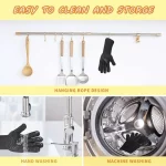 BBQ Gloves, 1472°F Heat Resistant Fireproof Mitts, Silicone Non-Slip Bl or Re - Image 5