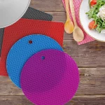 4 Pack Round & Square Silicone Trivet Mats Heat Resistant Non-Slip Hot Pot Pads - Image 2