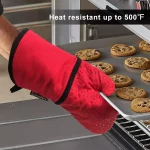 Oven Mitts High Heat Resistant Cotton with Silicone Grip Kitchen Cooking 2Pcs - Image 6