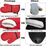 Oven Mitts High Heat Resistant Cotton with Silicone Grip Kitchen Cooking 2Pcs - Image 7