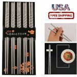 Purple Stainless Steel Spoon Chopsticks Set Rose Korean Chinese Rice CHOP Sticks - Image 2