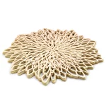 10-Pack Gold Vinyl Placemats - Round Leaf Design Table Chargers (14.4 In) - Image 7