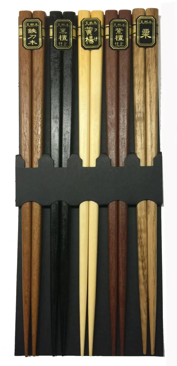 5 Pair Chinese Japanese Sushi Reusable Wooden Chopsticks Multi Pattern - Image 14
