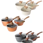 3 x PRIMA DIVIDED NON STICK WONDER KITCHEN COOKWARE SET COMBO FRYING PAN LID UK